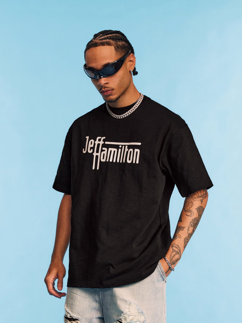 1807 Jeff Hamilton Font Logo Printed Tee | Face 3 Face