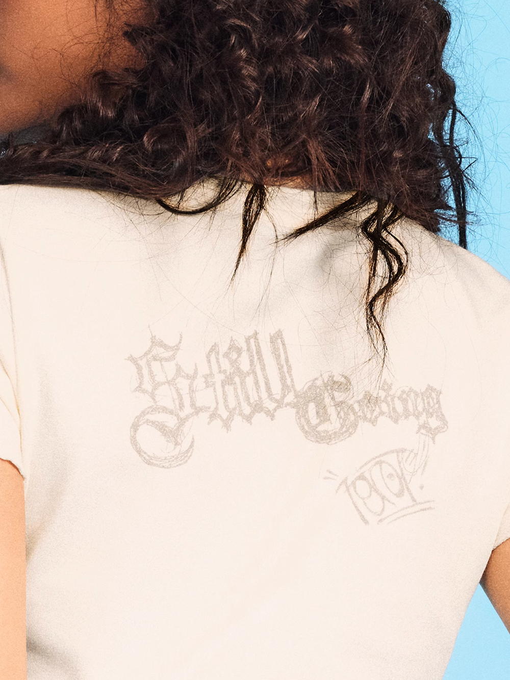 1807 Graffiti Angel Print Cropped Slim Tee | Face 3 Face