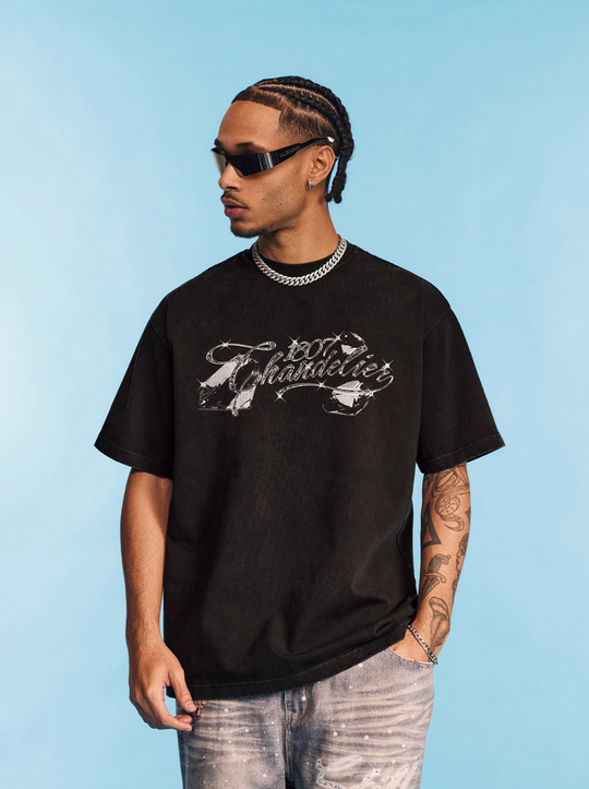 1807 SWAROVSKI Crystal Printed Washed Tee | Face 3 Face