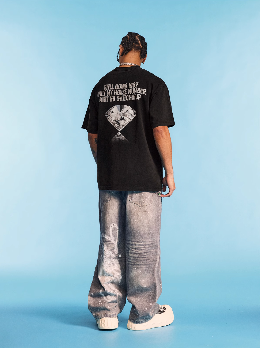 1807 SWAROVSKI Crystal Diamond Print Washed Tee | Face 3 Face