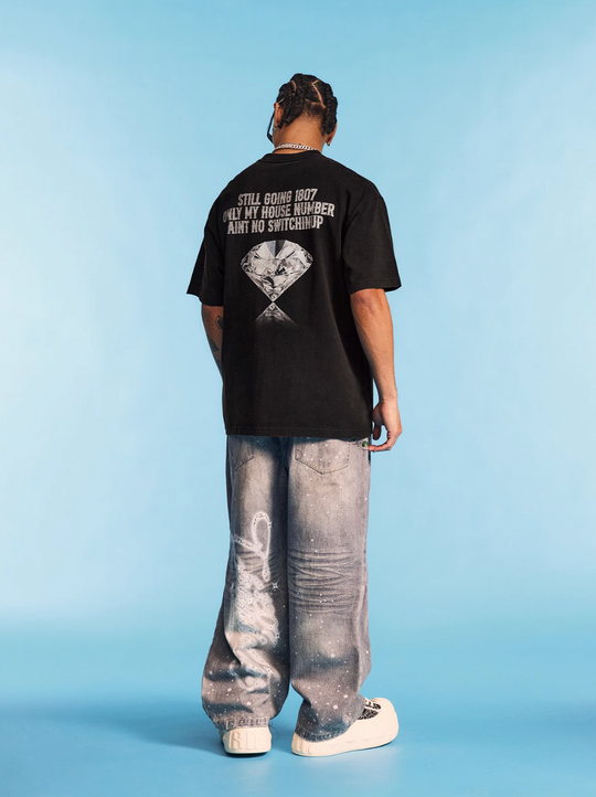 1807 SWAROVSKI Crystal Diamond Print Washed Tee | Face 3 Face