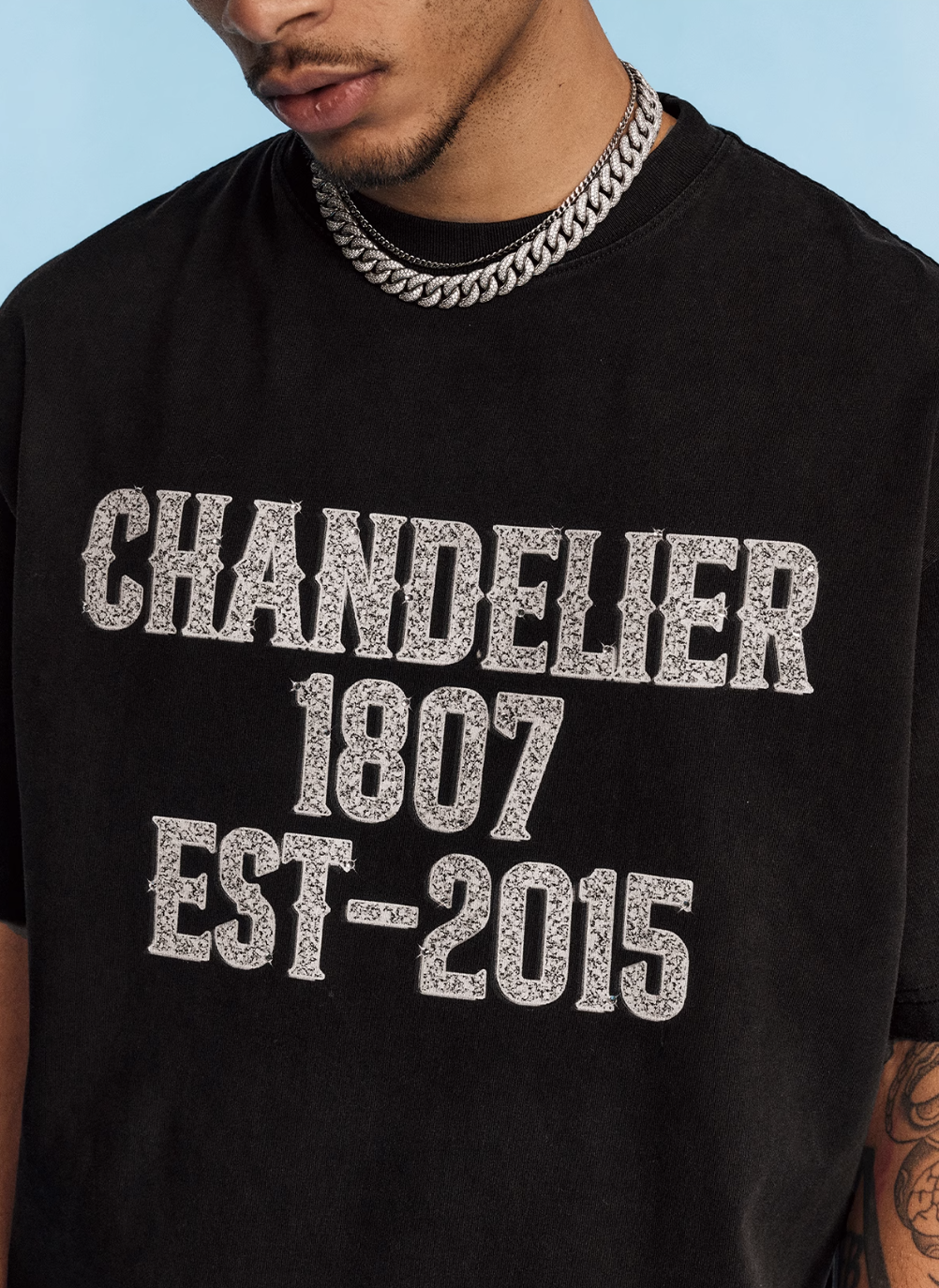 1807 SWAROVSKI Crystal Diamond Print Washed Tee | Face 3 Face