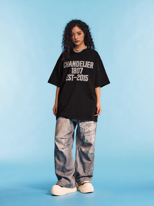 1807 SWAROVSKI Crystal Diamond Print Washed Tee | Face 3 Face