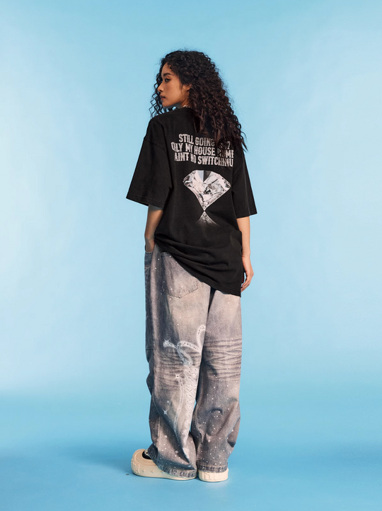 1807 SWAROVSKI Crystal Diamond Print Washed Tee | Face 3 Face