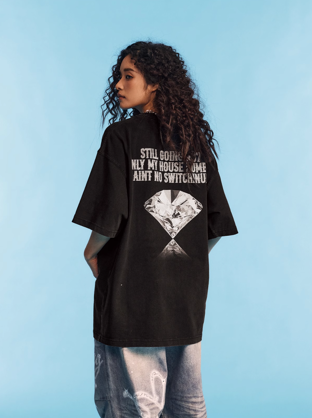 1807 SWAROVSKI Crystal Diamond Print Washed Tee | Face 3 Face