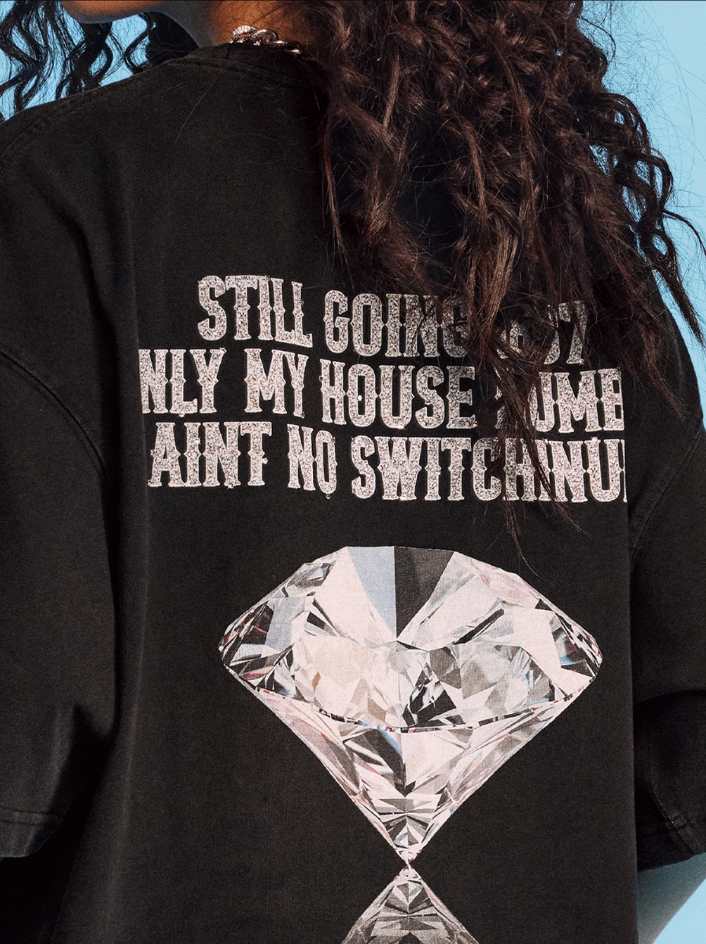 1807 SWAROVSKI Crystal Diamond Print Washed Tee | Face 3 Face