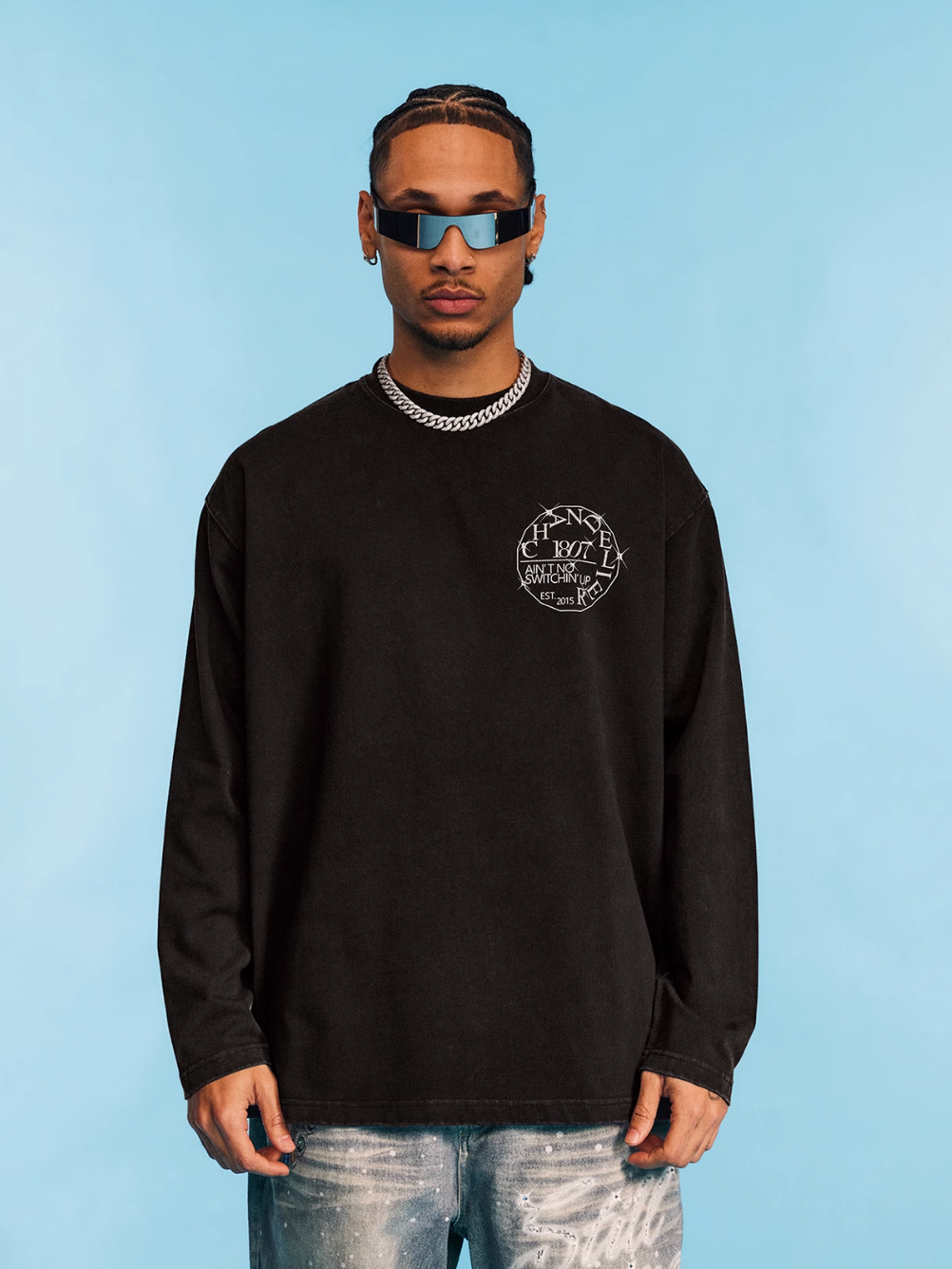 1807 SWAROVSKI Crystal Washed Long Sleeve Tee | Face 3 Face