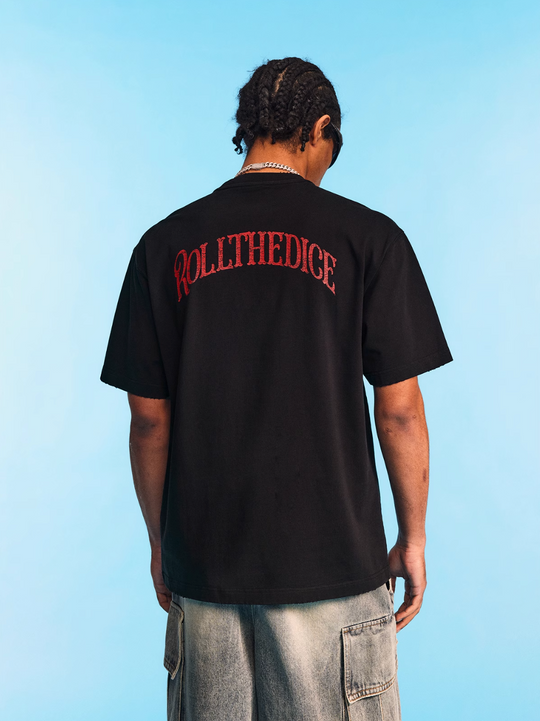 1807 ROLLTHEDICE Patch Embroidered Printed Aged Tee | Face 3 Face