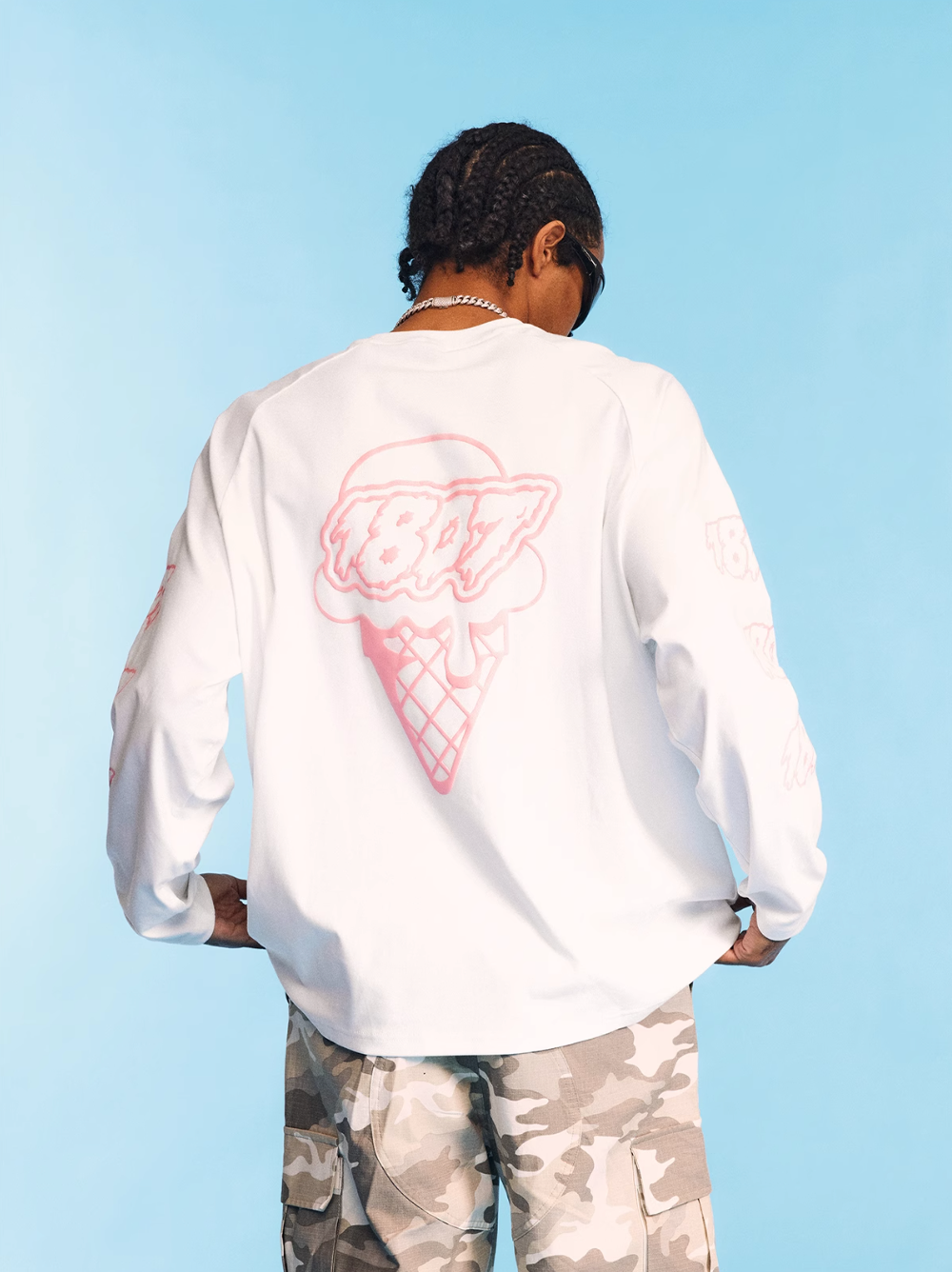 1807 Ice Cream Logo Printed Long Sleeve Tee | Face 3 Face