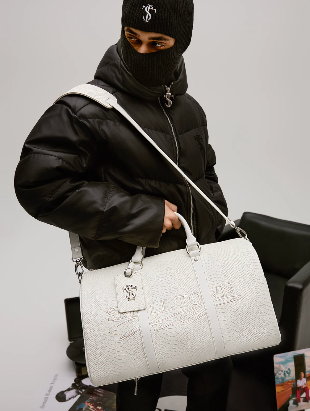 Small Town Kid Snake Pattern Leather Weekender Bag | Face 3 Face