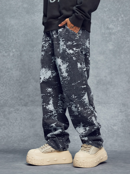 1807 Jacquard Textured Washed Jeans | Face 3 Face