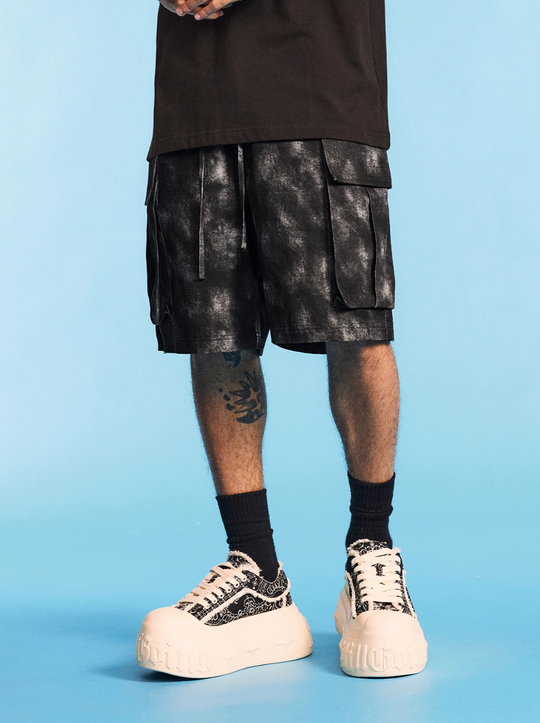 1807 Washed Tie Dye Work Cargo Shorts | Face 3 Face