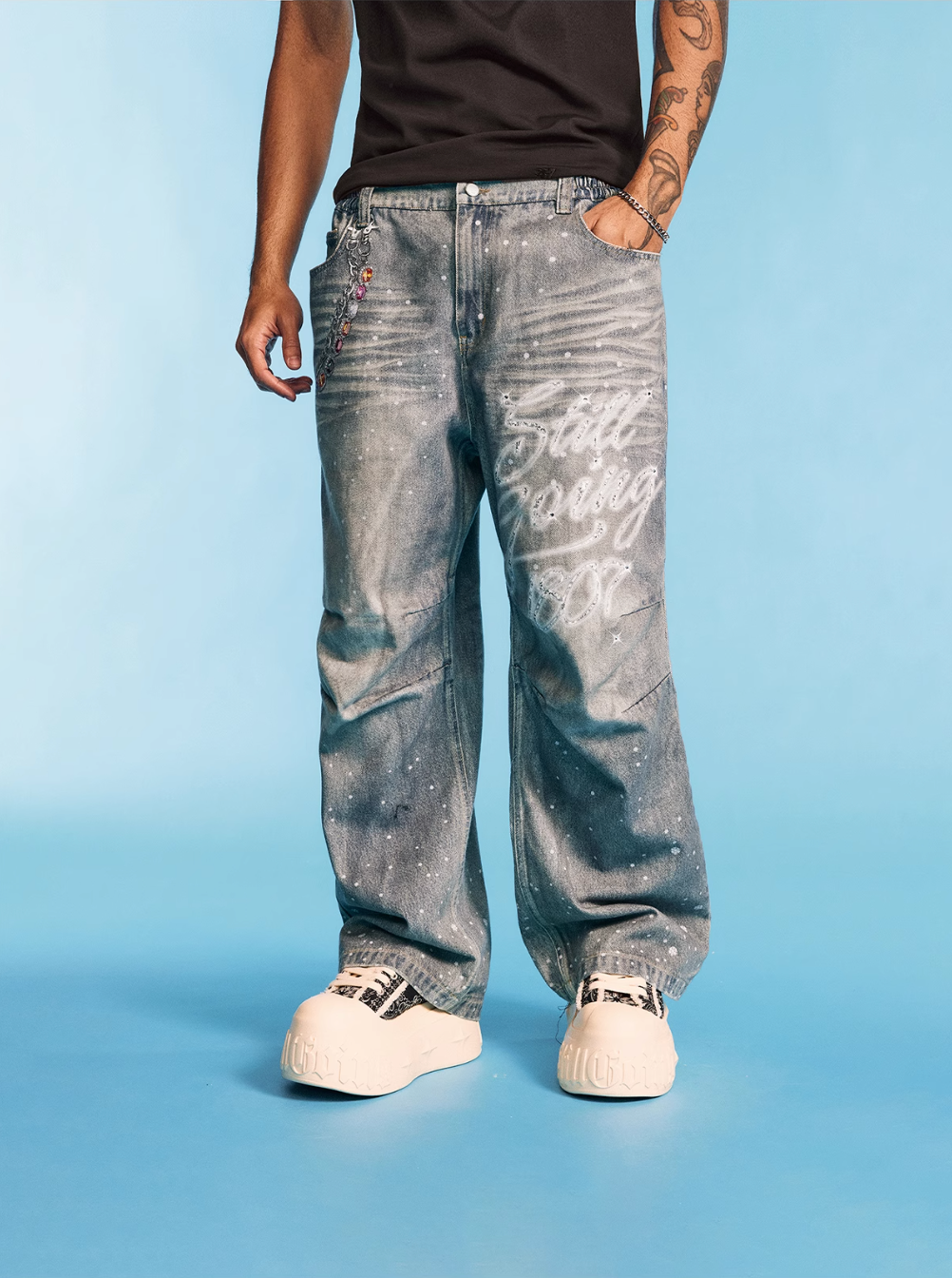 1807 SWAROVSKI Crystal Washed Jeans | Face 3 Face