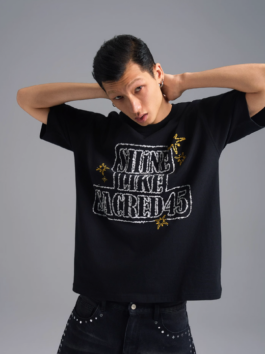 S45 Rhinestone Flash Style Slogan Tee | Face 3 Face