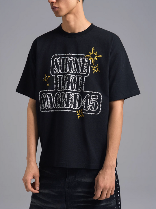 S45 Rhinestone Flash Style Slogan Tee | Face 3 Face
