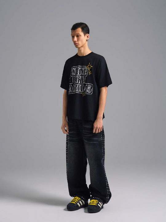 S45 Rhinestone Flash Style Slogan Tee | Face 3 Face