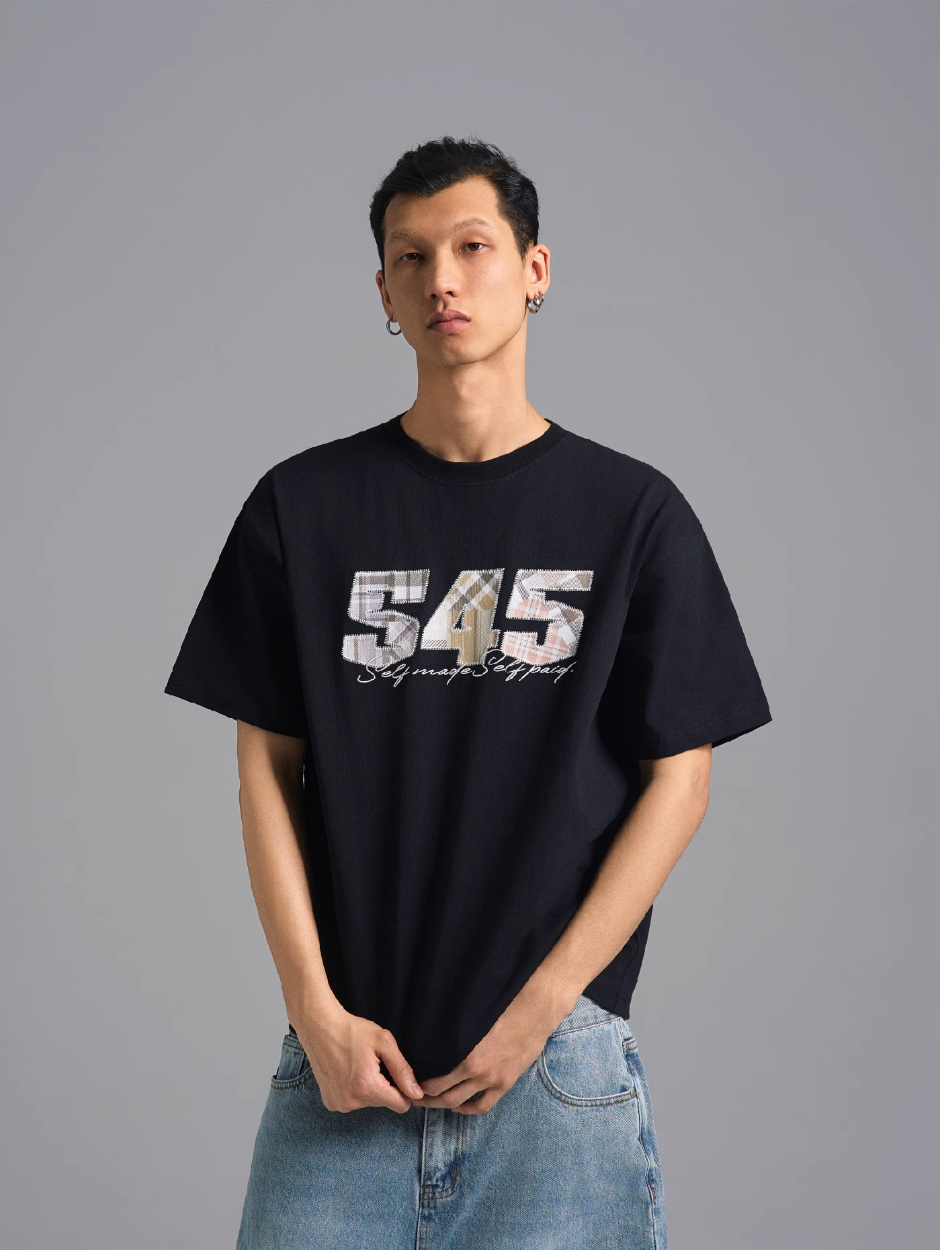 S45 Plaid Logo Patch Embroidery Tee | Face 3 Face