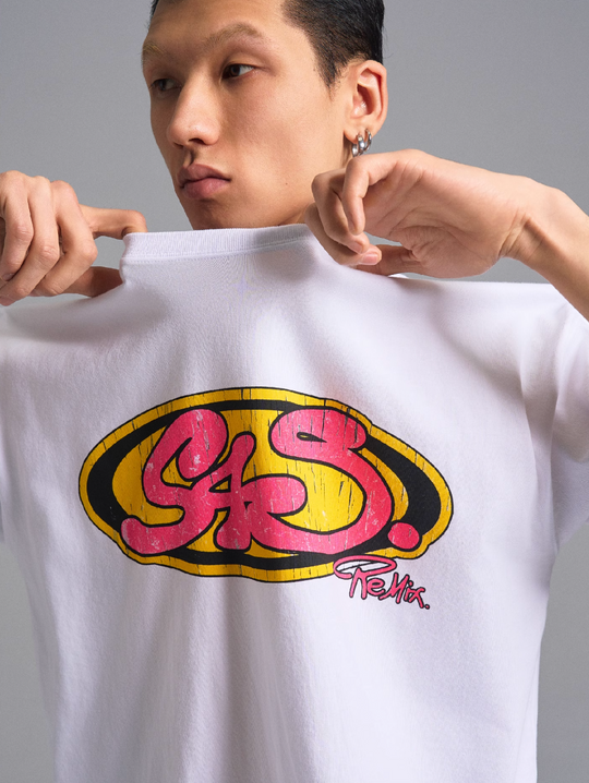 S45 Vintage Sticker Contrast Logo Print Tee | Face 3 Face