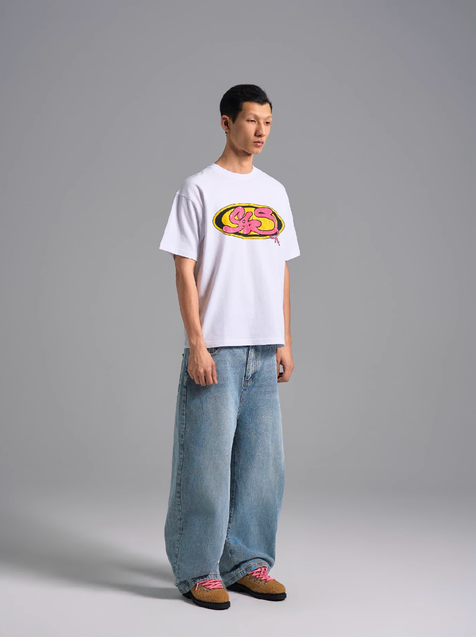 S45 Vintage Sticker Contrast Logo Print Tee | Face 3 Face