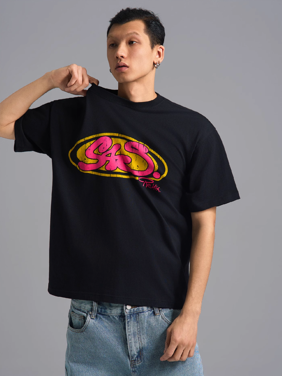 S45 Vintage Sticker Contrast Logo Print Tee | Face 3 Face