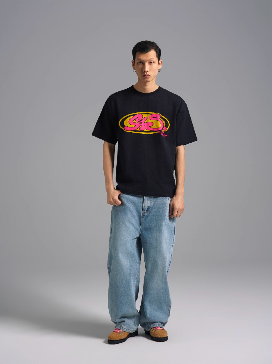 S45 Vintage Sticker Contrast Logo Print Tee | Face 3 Face