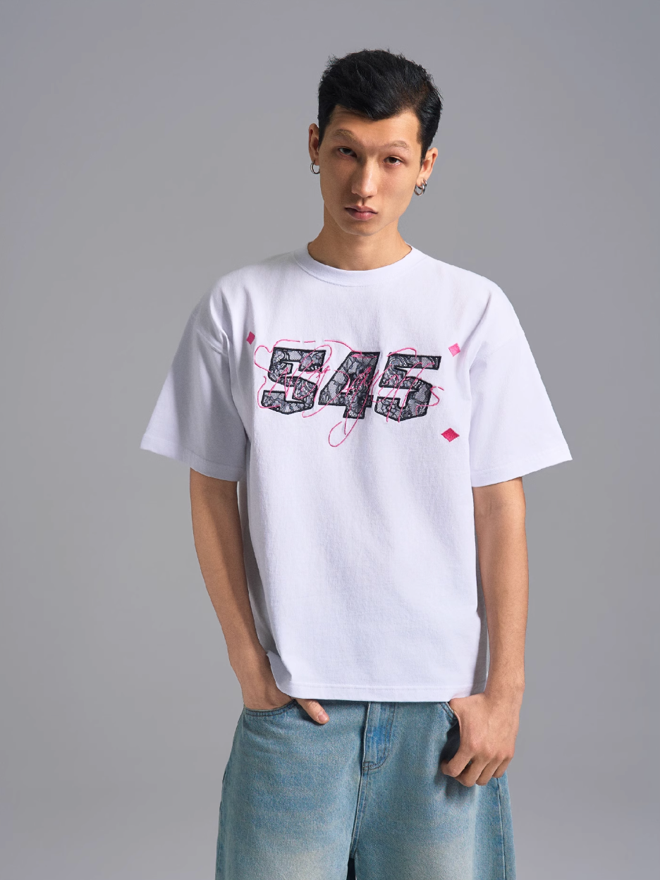 S45 Lace Patch Embroidered Logo Tee | Face 3 Face