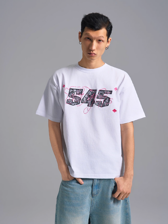 S45 Lace Patch Embroidered Logo Tee | Face 3 Face