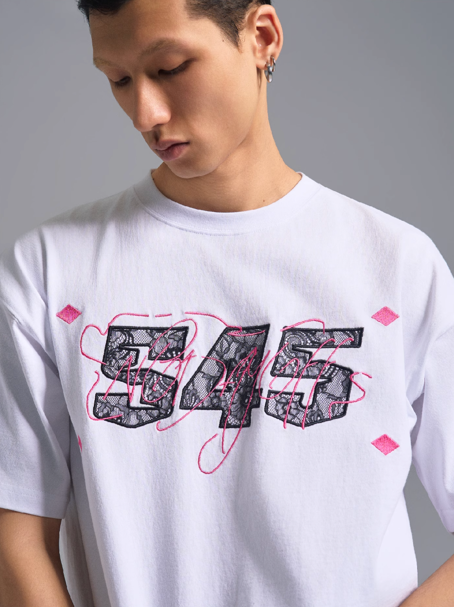 S45 Lace Patch Embroidered Logo Tee | Face 3 Face