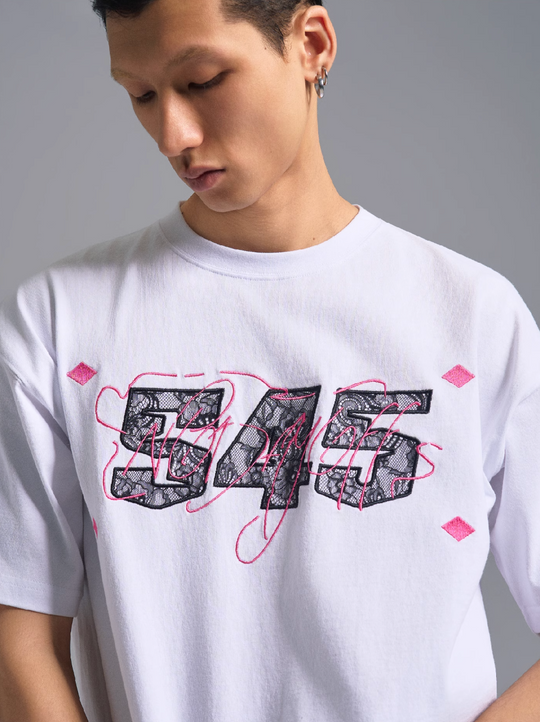 S45 Lace Patch Embroidered Logo Tee | Face 3 Face