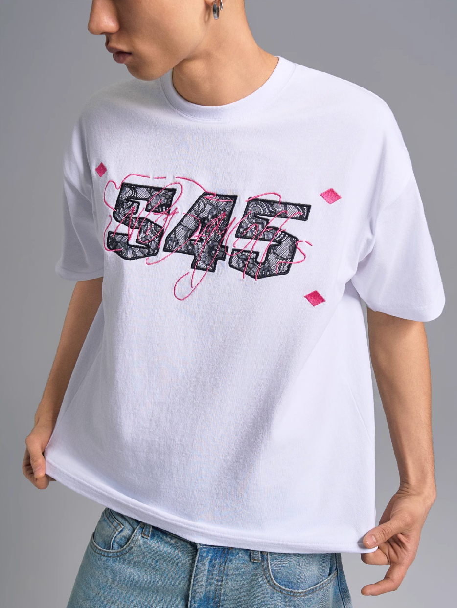 S45 Lace Patch Embroidered Logo Tee | Face 3 Face