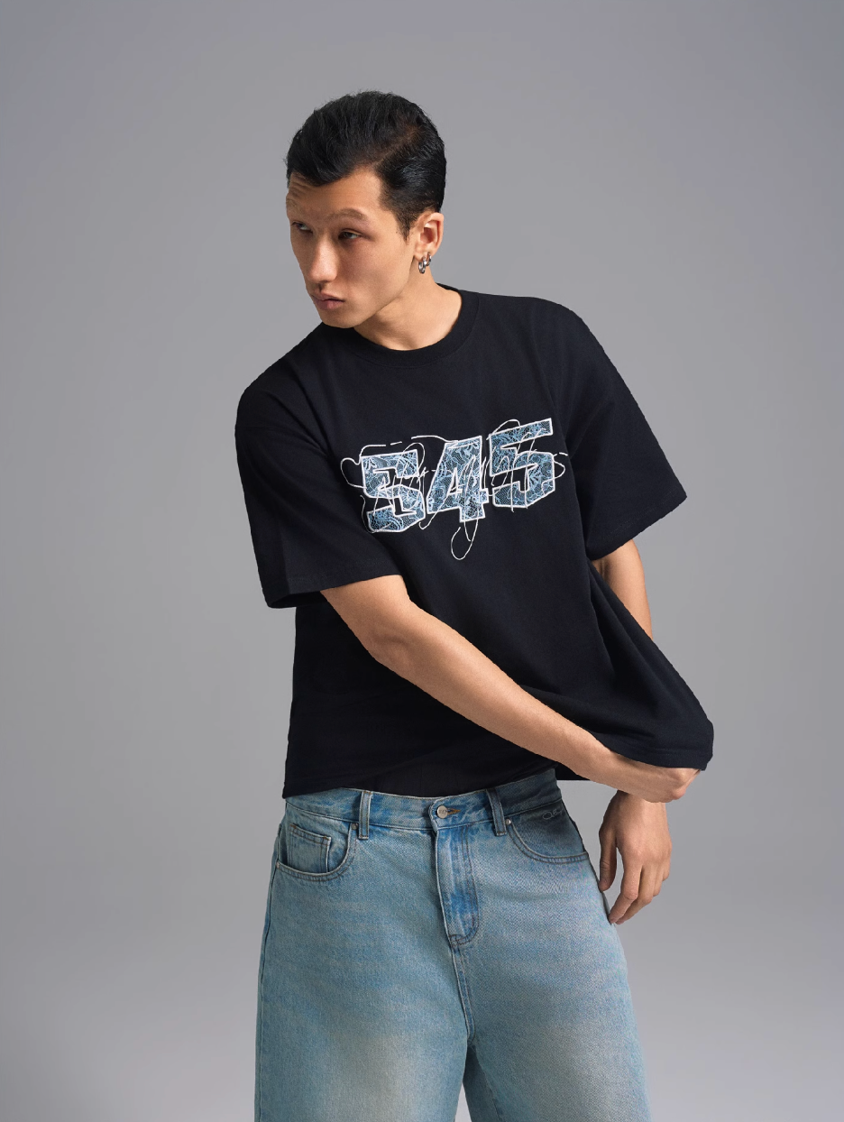 S45 Lace Patch Embroidered Logo Tee | Face 3 Face