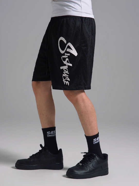 S45 Mesh Logo Print Basketball Shorts | Face 3 Face