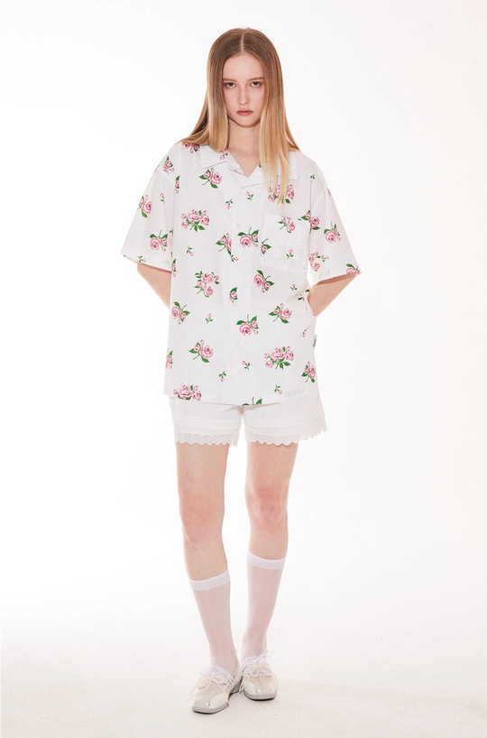 EMPTY REFERENCE Rose Floral Print Short Sleeve Shirt | Face 3 Face