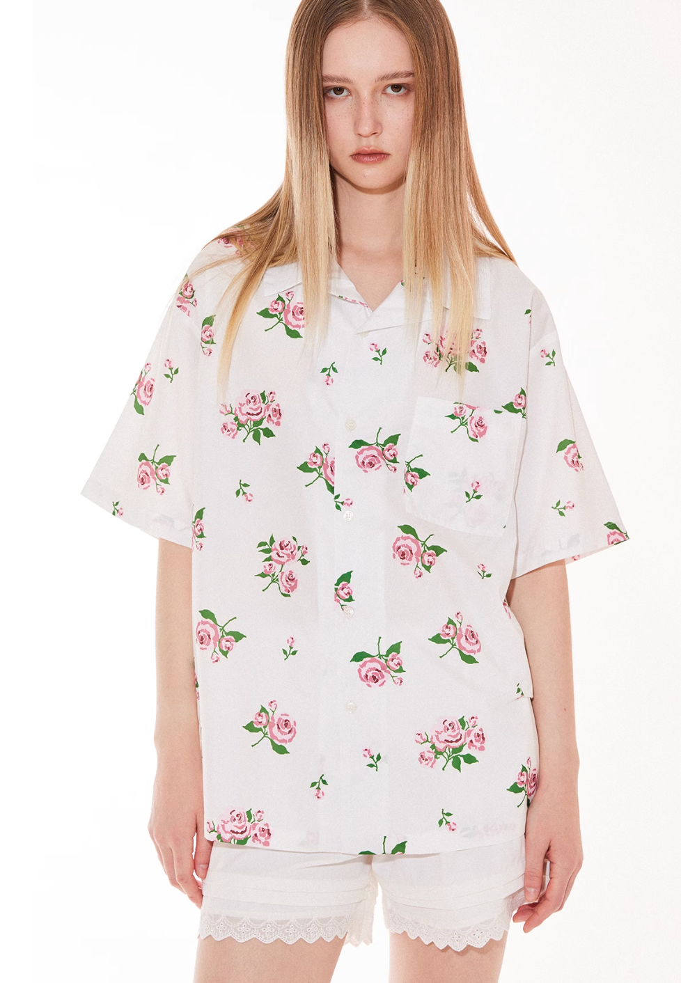 EMPTY REFERENCE Rose Floral Print Short Sleeve Shirt | Face 3 Face