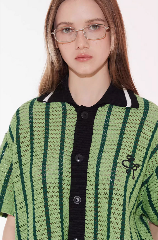 EMPTY REFERENCE Colorblock Striped Knit Short Sleeve Shirt | Face 3 Face