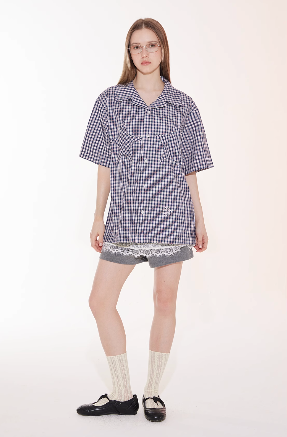 EMPTY REFERENCE Star Pocket Patchwork Plaid Short Sleeve Shirt | Face 3 Face