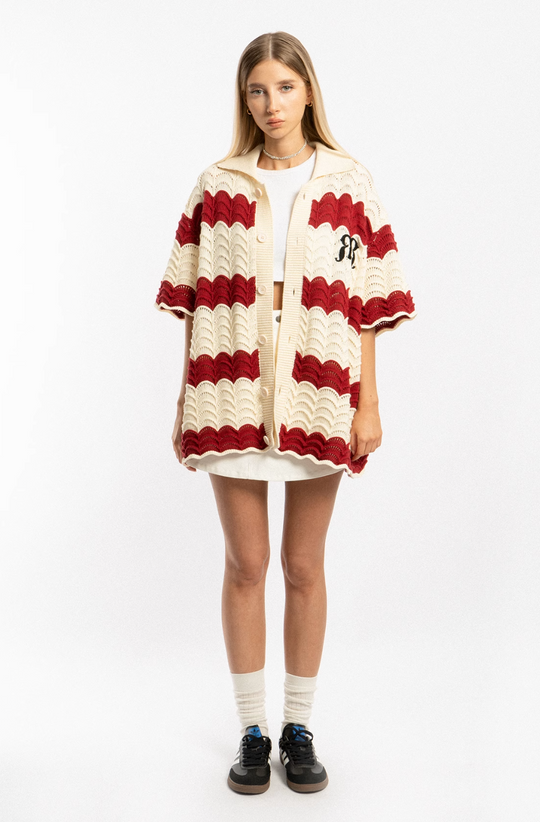 EMPTY REFERENCE Wave Colorblock Knit Short Sleeve Shirt | Face 3 Face