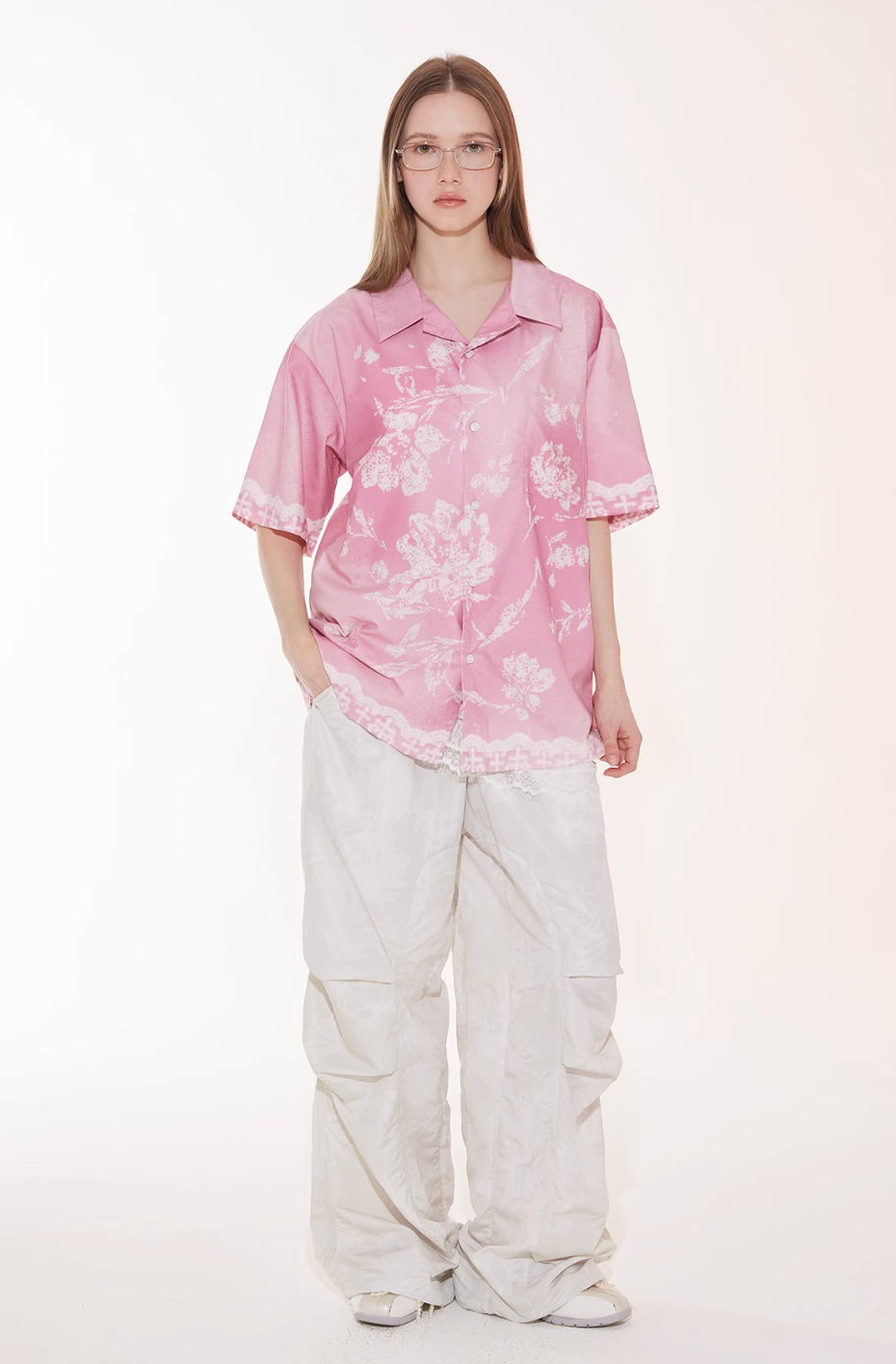 EMPTY REFERENCE Tie Dye Gradient Flower Short Sleeve Shirt | Face 3 Face