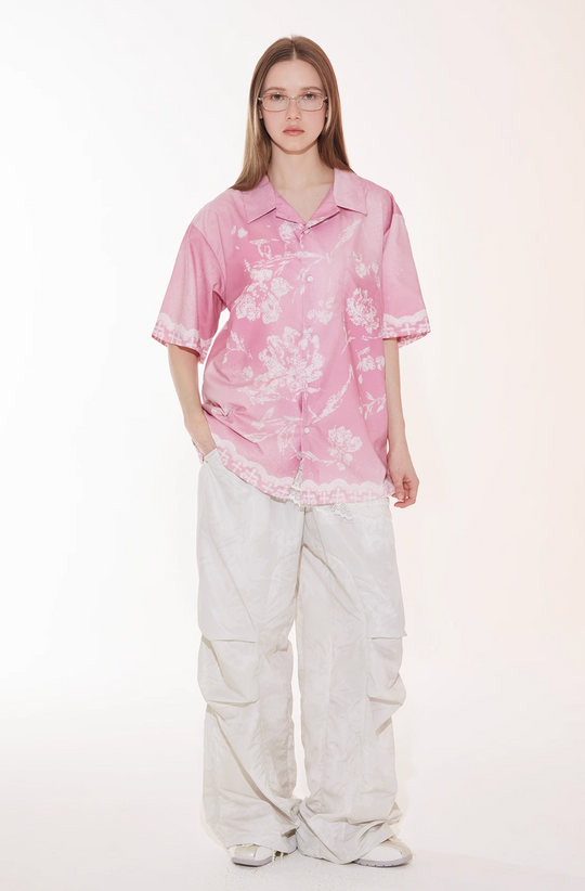 EMPTY REFERENCE Tie Dye Gradient Flower Short Sleeve Shirt | Face 3 Face