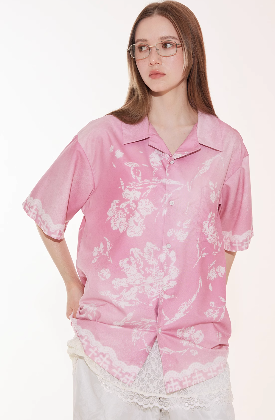 EMPTY REFERENCE Tie Dye Gradient Flower Short Sleeve Shirt | Face 3 Face