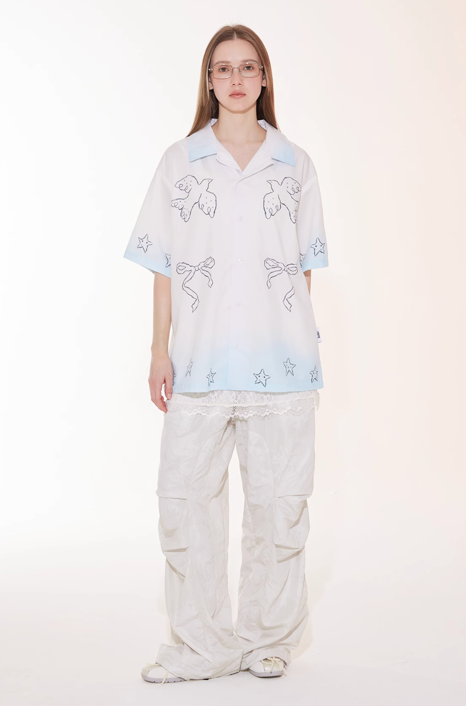 EMPTY REFERENCE Gradient Pigeon Print Short Sleeve Shirt | Face 3 Face