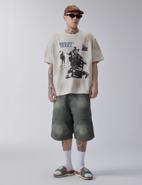 F2CE Mud Dyed Vintage Print Tee | Face 3 Face