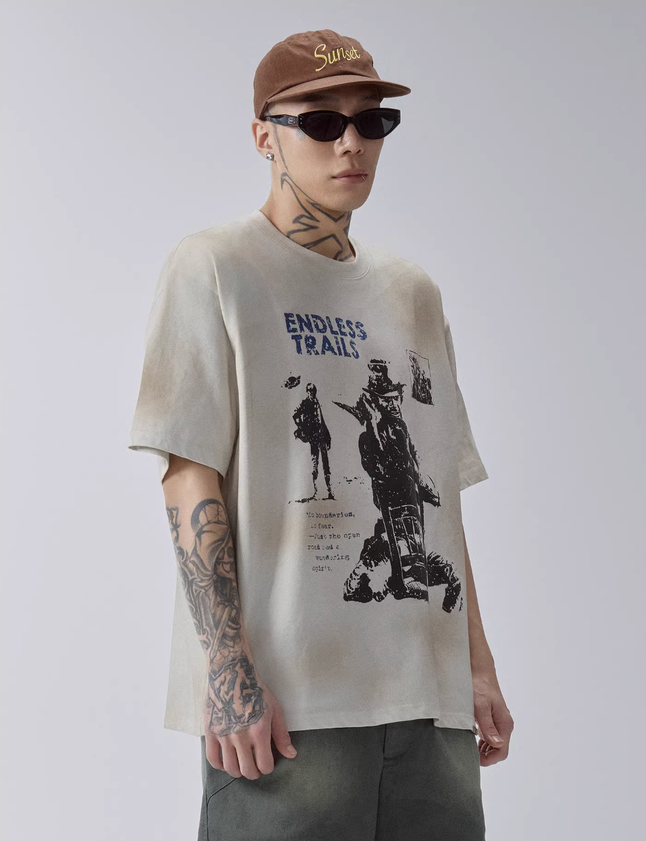 F2CE Mud Dyed Vintage Print Tee | Face 3 Face