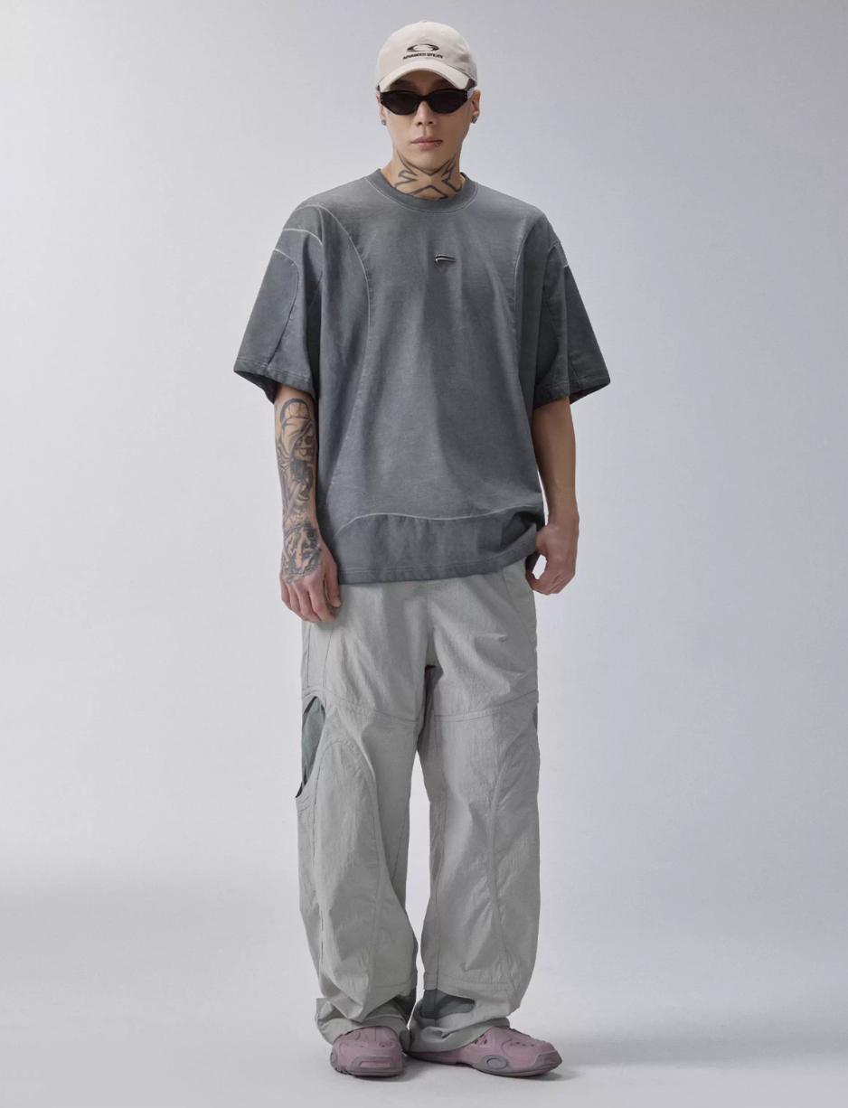 F2CE Deconstructed Stitching Mud Dyed Metal Logo Tee | Face 3 Face