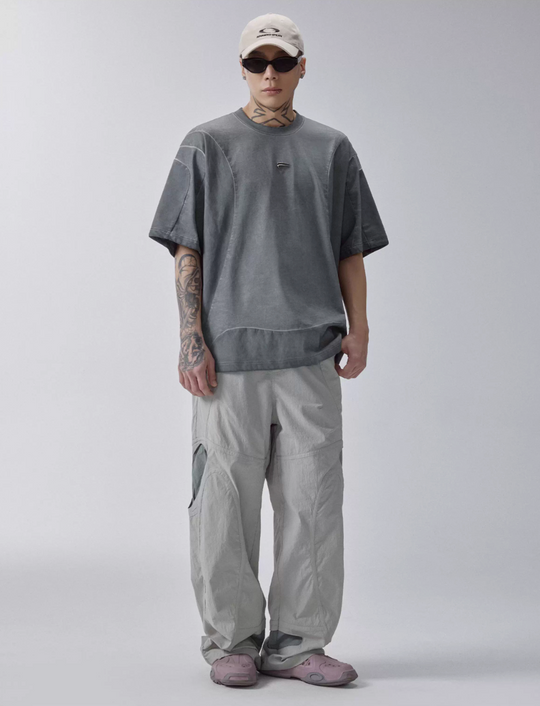 F2CE Deconstructed Stitching Mud Dyed Metal Logo Tee | Face 3 Face