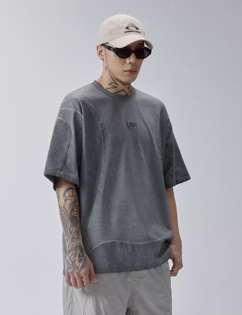 F2CE Deconstructed Stitching Mud Dyed Metal Logo Tee | Face 3 Face
