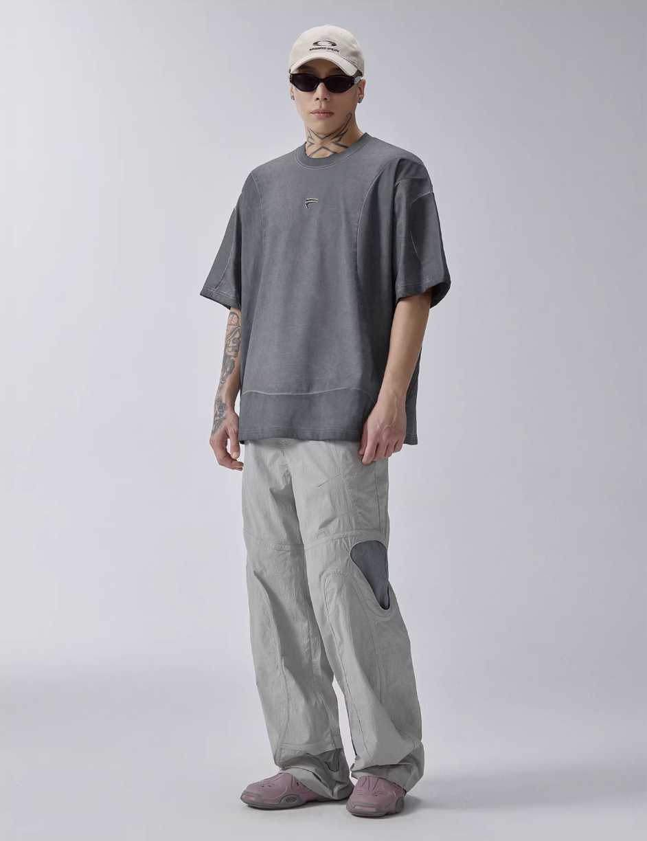 F2CE Deconstructed Stitching Mud Dyed Metal Logo Tee | Face 3 Face