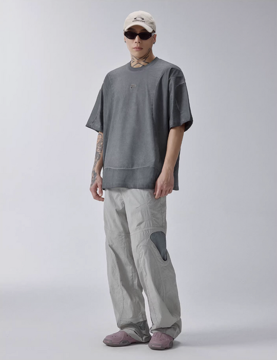 F2CE Deconstructed Stitching Mud Dyed Metal Logo Tee | Face 3 Face