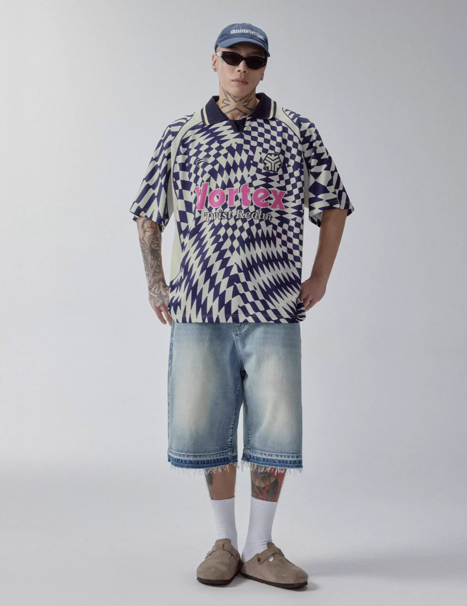 F2CE Vortex Plaid Soccer Polo Jersey Shirt | Face 3 Face