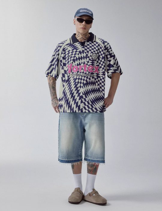 F2CE Vortex Plaid Soccer Polo Jersey Shirt | Face 3 Face